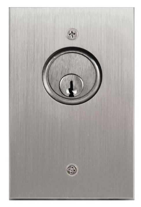 BEA Inc 10KEYSWITCHONF | 1/4" Aluminum Single Gang Maintained On/Off Keyswitch (3" x 4-3/4" x 1/2")