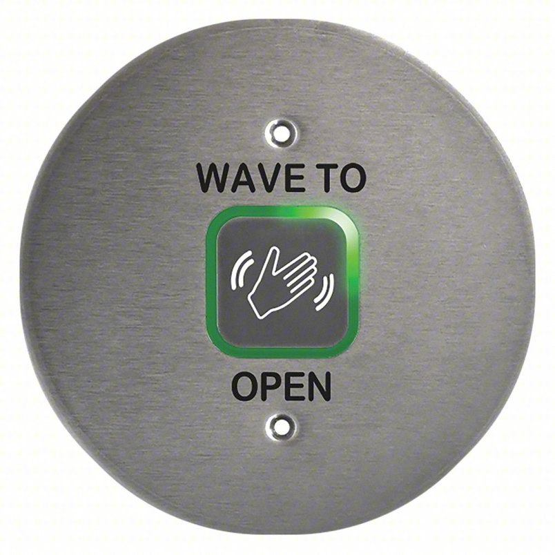 BEA Inc 10MS41-R | Touchless Actuator, 6 in. Round, Text and Hand Logo, Green