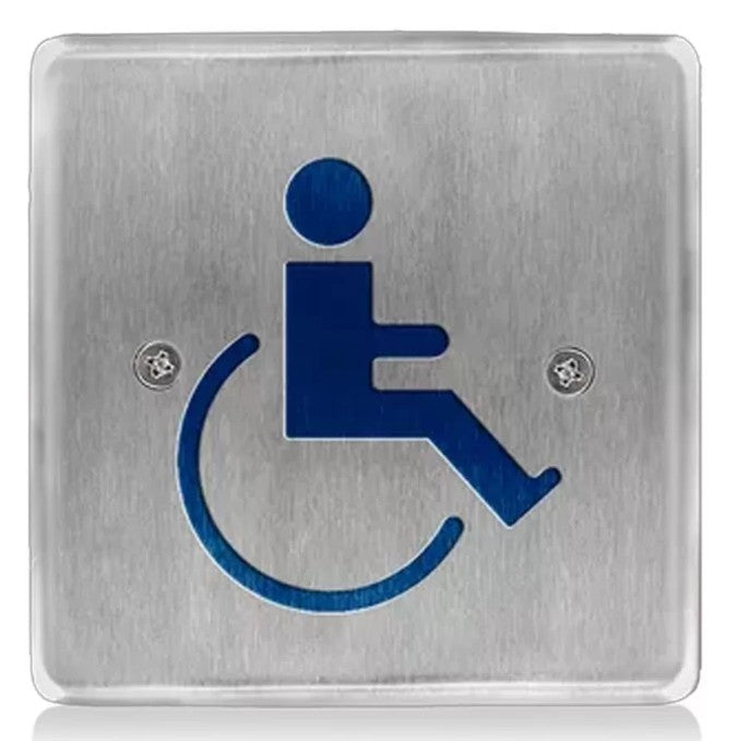 BEA Inc 10PBS45LL | 4.5" Square Stainless Steel "Push to Open" Push Plate (Large Accessibility Logo)