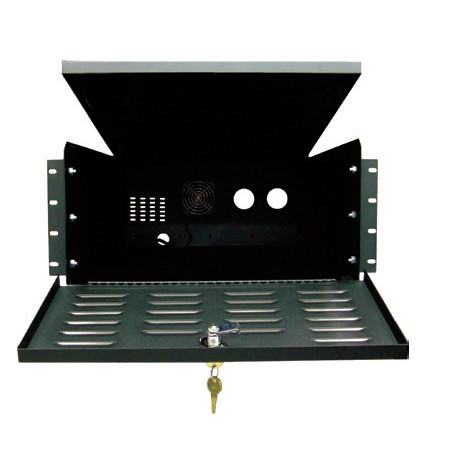Mier Products, Inc. BW-230 | Rack Mount Shelf Units, LockBox - Black, 120V fan included