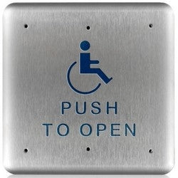 Bea Inc 10PBS1 | Push Plate, Square, Push to Open, Handicap Logo, 4.75" Width x 4.75" Height
