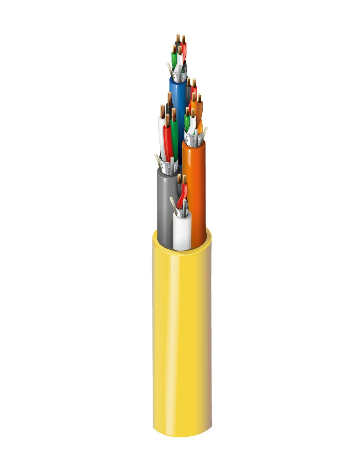 Belden 10GXM13 0041000 | 23-4P UTP Plenum Solid BC Cat6A 0.23" Small Diameter 500 MHZ, Yellow Reel