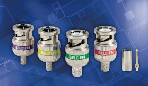 Belden 1694ABHD3 | Connector, BNC, 3-Piece, Straight Plug, Green, RG6, 75 Ohm, PC