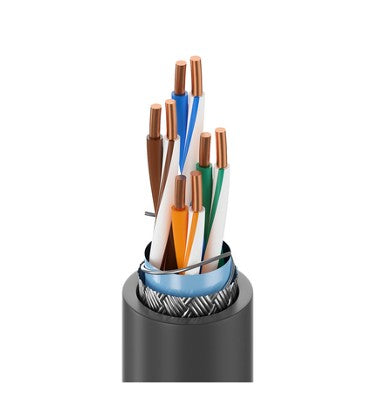 Belden 7921A | Datatuff Cat 5E, 4 Bonded-Pr #24 Sol BC, Po Insulation OS+TC Braid, PVC Jacket , CMR Cmx-Outdoor