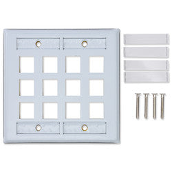 Belden AX104479 | 4-Port Double-Gang Keyconnect Stainless Steel Faceplate with Id Windows