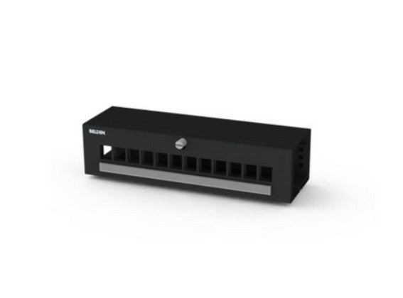 Belden AX107477 | Key Connect, Patch Box, Steel, 12-Connectors, Flush Flush Mount, Black, 2.747 H X 10 W X 3.75 D In.