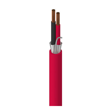 Belden 9575 002U500 | Electronic, 2 C #16 Sol BC, PVC Ins, OS, Red PVC Jkt, FPLR