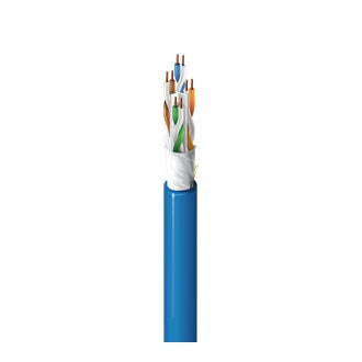 Belden DAUP D151000 | Premise Horizontal Cat6A Cable, 4 Pair, 23 AWG Solid Bare Copper, U/UTP, Plenum, FRPO/FEP, LS-PVC, Blue, 1000 ft