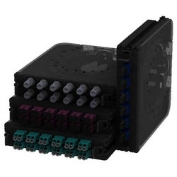 Belden FF1X08LD | Faceplate and Panel Frame, 16-Fiber, 8-LC Duplex Port, Beige Connector, Black, Plastic Housing