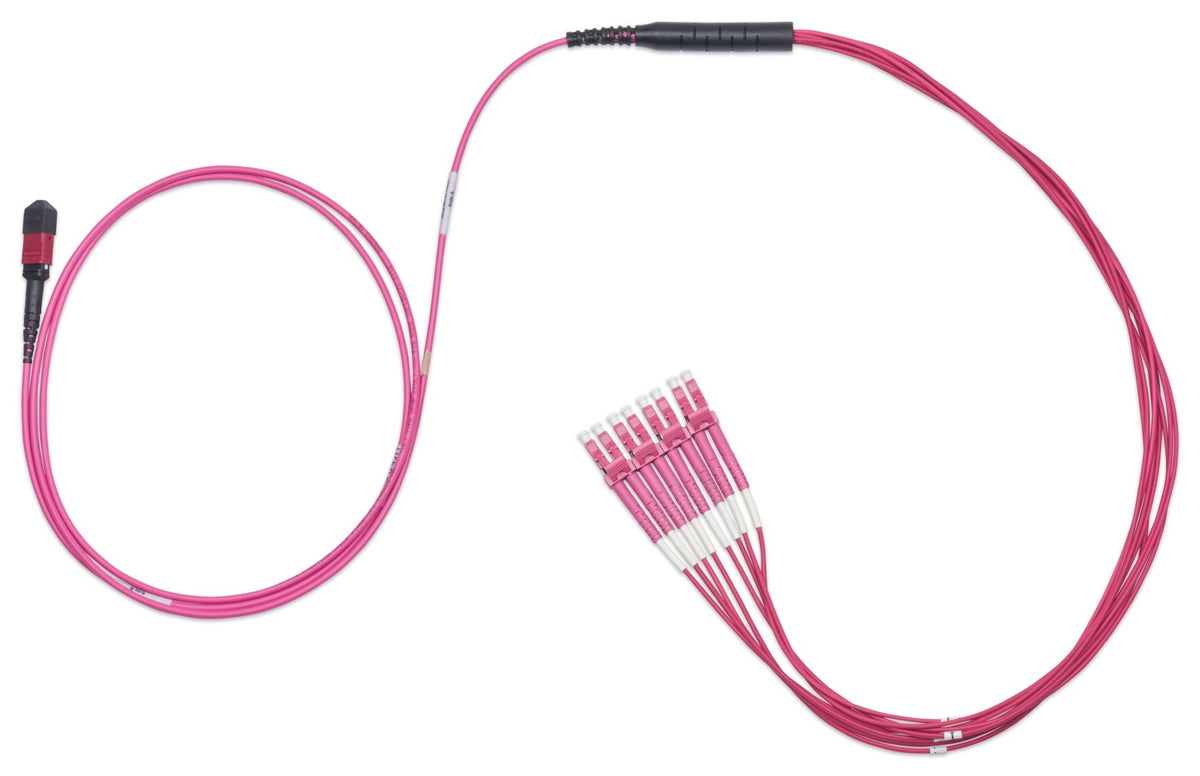 Belden FP4LD4F003M | 4 Fiber, Om4, Multimode, Mpo Female To Lc Duplex, Aqua, 3M