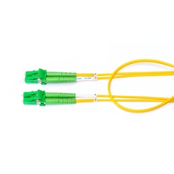 Belden FPSLALA002M | Fiber Patch Cord, OS2, LC Duplex to LC Duplex APC, 2 m, Green/Yellow