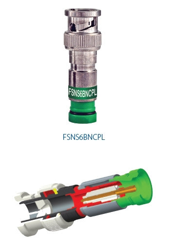 Belden FSNS6BNCPL-25 | Connector, Male Plug, BNC, Green, 75 Ohm, Gold-Plated Contact