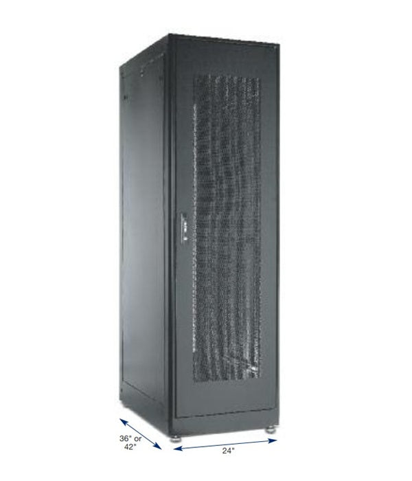 Belden XUS84-3-133403 | Ultra Server Enclosure, 45RU Height, Solid Diameter Fan Top, Glass Vented Swing Front, Perforated Swing Rear