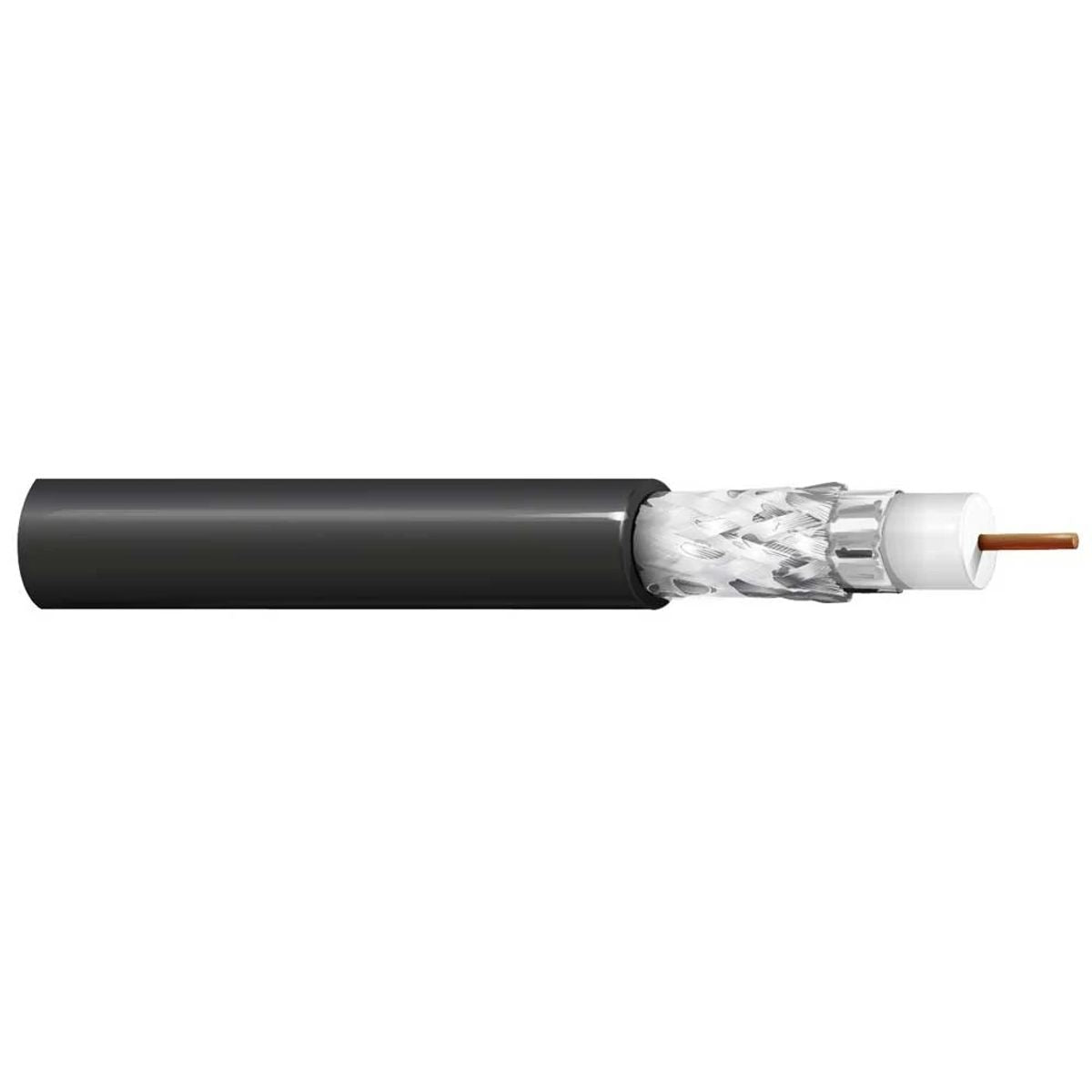 Belden 5439W5 010U1000 | RG-59/U Coaxial Cable, PVC, Bare Copper Conductor, 20 AWG, Solid, 1000 ft. Black
