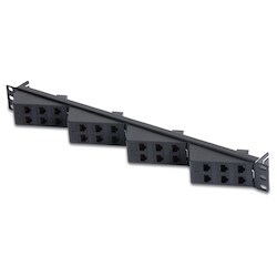 Belden AX104569 | Key Connect, Angle Flex Patch Panel, Steel, 24-Port, 1 RU, Black, 1.75 H x 19 W x 3.1 D in.