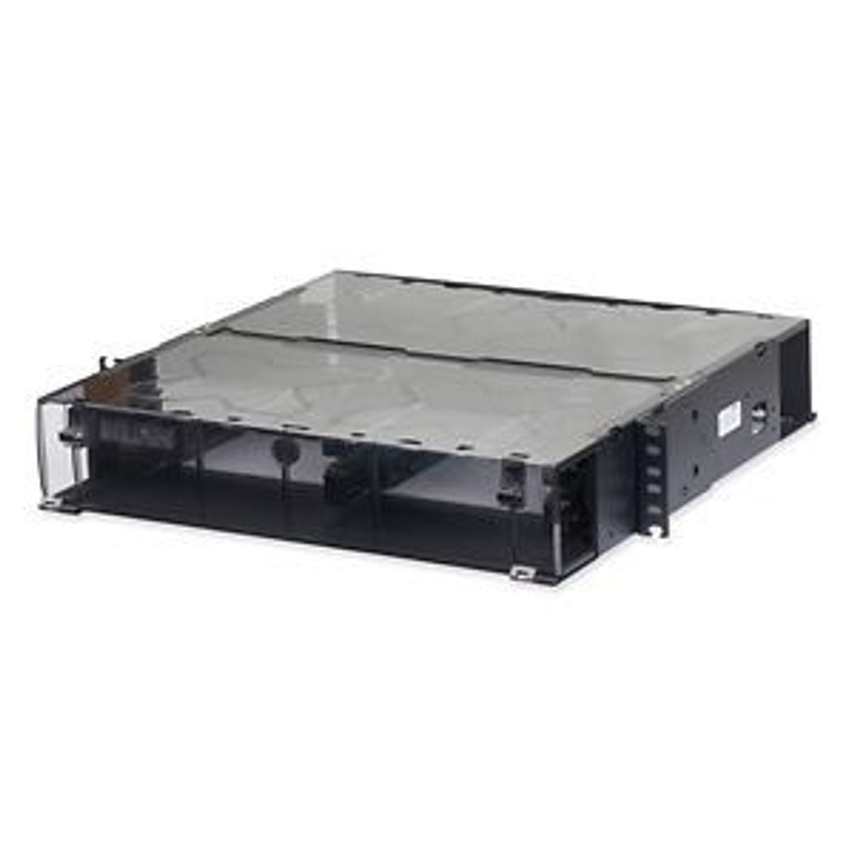 Belden ECX-02U | Panel Housing, PC/ABS, Polycarbonate, Steel, 2 RU, Black, White, 2R, Front, Panel Shelf
