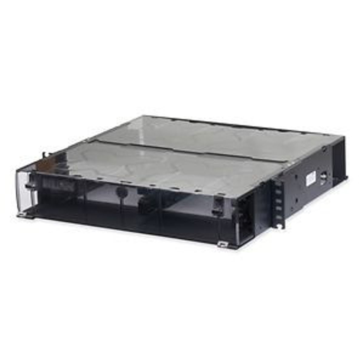 Belden ECX-02U | Panel Housing, PC/ABS, Polycarbonate, Steel, 2 RU, Black, White, 2R, Front, Panel Shelf