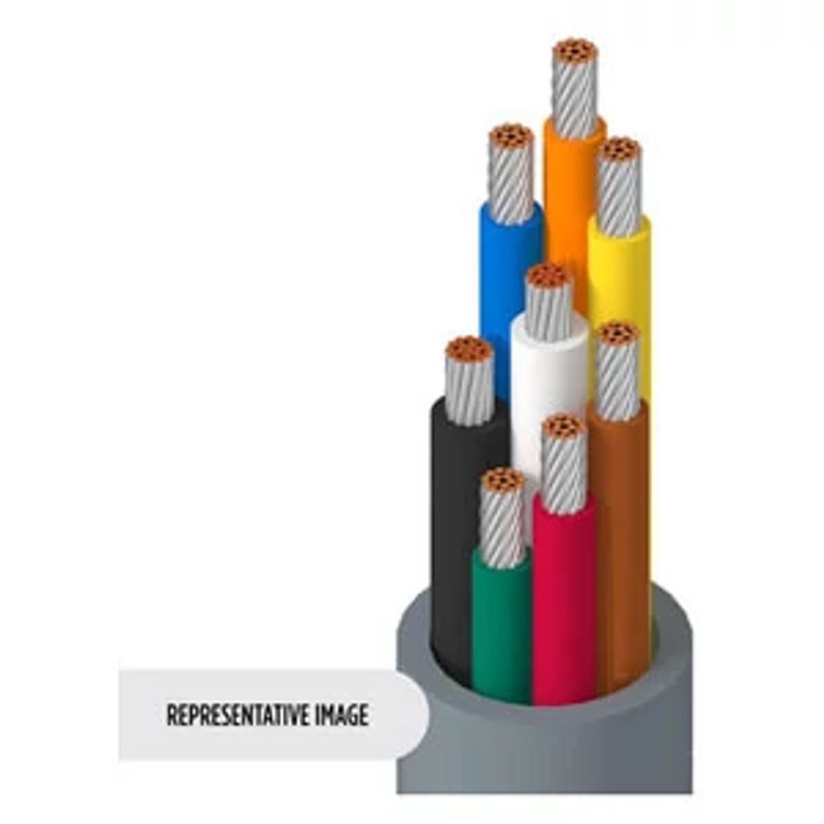 Belden 9505 060U1000 | 9505 Series, Multi-Conductor Cable, 10-Conductor, Polyvinyl Chloride Insulation, 24 AWG, Tinned Copper, Unreel, Chrome, 1000 ft.