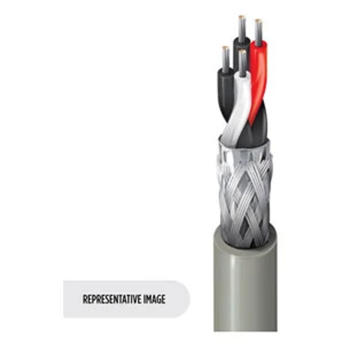 Belden 9842 0605000 | 9842 Series, Multi-Conductor Cable, Tinned Copper, 24 AWG, 4-Conductor, 2-Pair, 300V, Chrome, 5000 ft. L