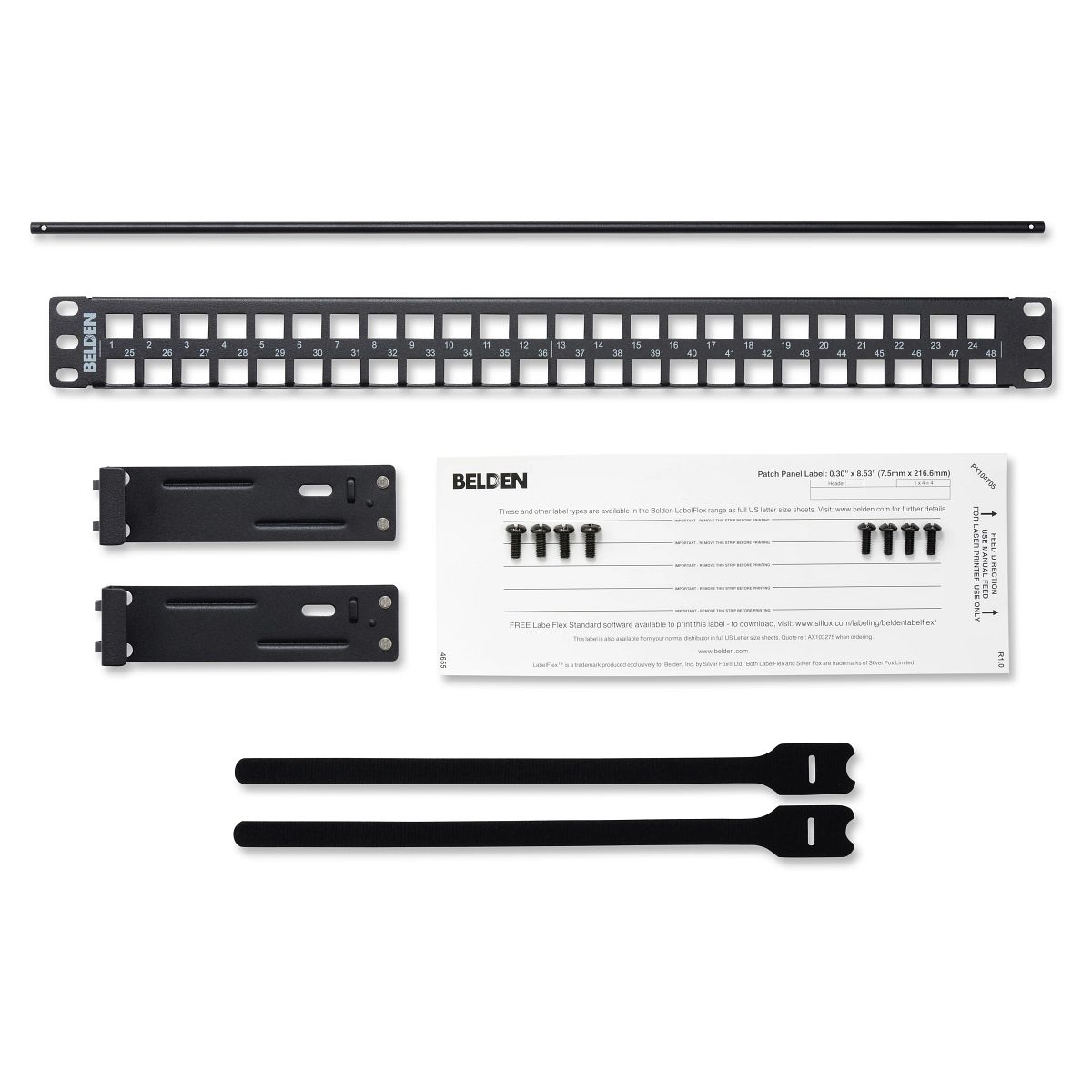 Belden AX103121 | Key Connect Empty Modular Patch Panel, 1 RU, 48-Port, Black