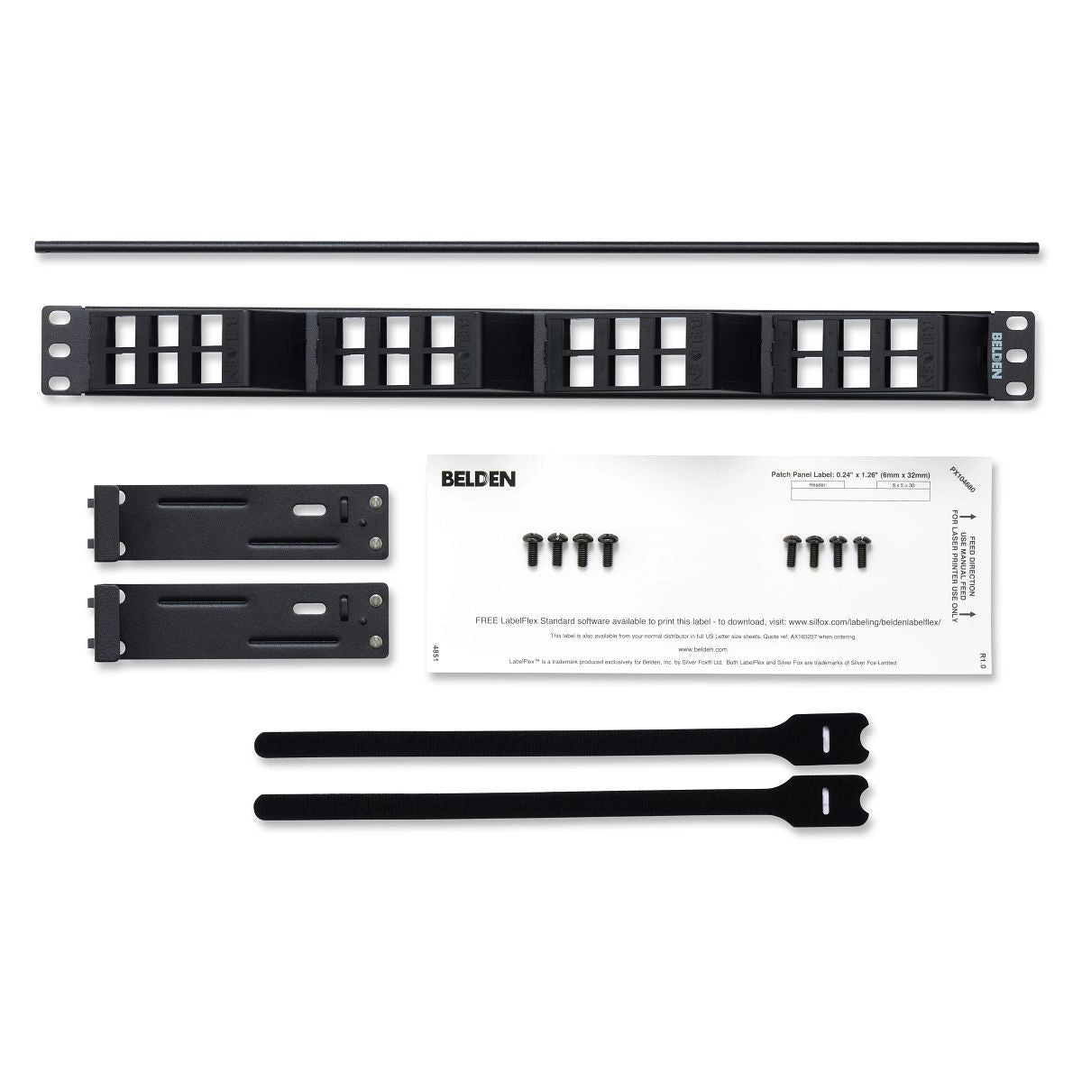 Belden AX103248 | Angle Flex 24-Port, Empty Modular Patch Panel, 1 RU