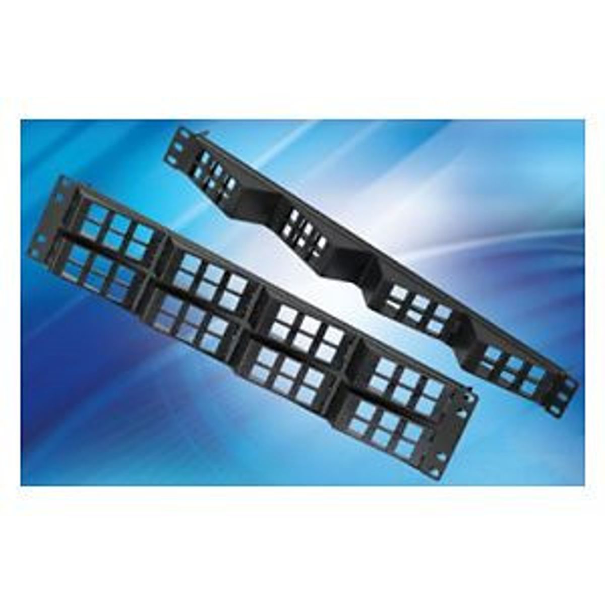 Belden AX103249 | Angle Flex 48-Port, Empty Modular Patch Panel, 2 RU, Black