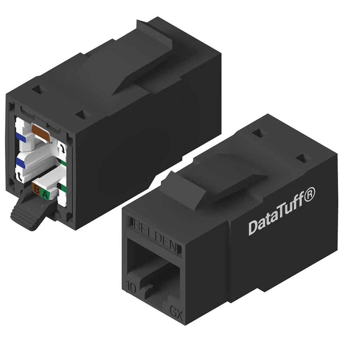Belden RVAIJ2UBK-S1 | REV Connect Series, Cat 6A Field-Termination Connector, RJ-45, Unshielded, IP20, Black, 0.94 H x 0.64 W x 1.33 in. D