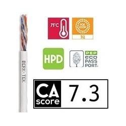 Berk-Tek 10032461 | Utp Cable, Riser, 23 Awg, Cat 6, 4-Pair, 2-Conductor, 0.23" Cable Diameter, 1000’ Length, 1" Bend Radius, Bare Copper Wire, Polyethylene Insulation, Pvc Jacket, Yellow, Indoor