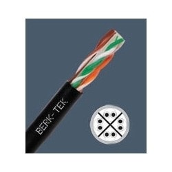 Berk-Tek 10139885 | Utp Cable, Non-Plenum, 23 Awg, Solid, Cat 6, 4-Pair, 2-Conductor, 0.25 In Cable Diameter, 1000’ Length, Bare Copper Conductor, Uv Resistant Polyethylene Jacket, Black, Outdoor