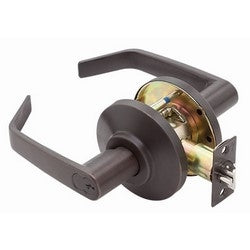 Best Access Solutions 7KC-2-7-AB-15-D-STK-626 | Cylinder Lock and Lever Set, Single-Keyed Entrance Lock, Contour Angle Return Lever, Standard Strike, 7-Pin Solid Brass Core, 2-3/8" Backset, 3-1/2" Trim, Satin Chrome Plated