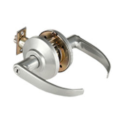 Best Access Solutions 7KC-3-0-L-14-D-S3-626 | Cylinder Lock and Lever Set, Privacy Lock, Curved Return Lever, ANSI Strike, Keyless Solid Brass Core, 2-3/4" Backset, 3-1/2" Trim, Satin Chrome Plated