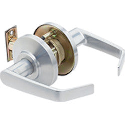 Best Access Solutions 7KC-3-0-L-15-D-S3-626 | Cylinder Lock and Lever Set, Privacy Lock, Contour/Angle Return Lever, ANSI Strike, Keyless Solid Brass Core, 2-3/4" Backset, 3-1/2" Trim, Satin Chrome Plated