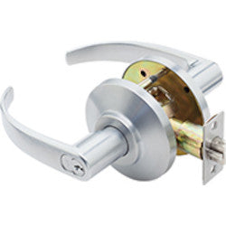 Best Access Solutions 7KC-3-7-AB-14-D-S3-626 | Cylinder Lock and Lever Set, Single-Keyed Entrance Lock, Curved Return Lever, ANSI Strike, 7-Pin Solid Brass Core, 2-3/4" Backset, 3-1/2" Trim, Satin Chrome Plated