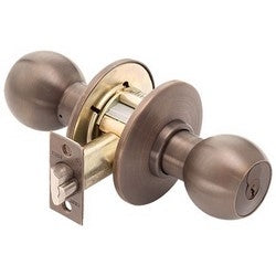 Best Access Solutions 8K-3-7-AB-4-A-STK-612 | Door Lock Knob, Round, Single Keyed, 7-Pin, Standard Strike, 2-3/4" Backset, 3-3/8" Concave Rose