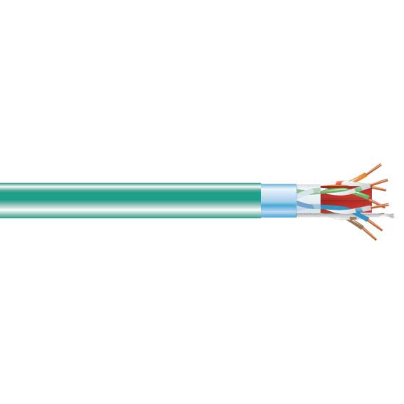 Black Box Network Services C6ABC50S-GN-1000 | CAT6A 650-MHz Solid Ethernet Bulk Cable - Shielded (F/UTP), CMR PVC, Green