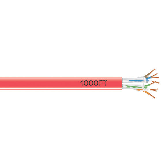 Black Box Network Services EYN868A-PB-1000 | CAT6 550-MHz Solid Ethernet Bulk Cable - Unshielded, Red, CMR PVC, 1000-ft. Pull-Box
