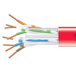 Black Box Network Services EYN869B-PB-1000 | CAT6 550-MHz Solid Ethernet Bulk Cable - Unshielded, Red, CMP Plenum, 1000-ft. Pull-Box