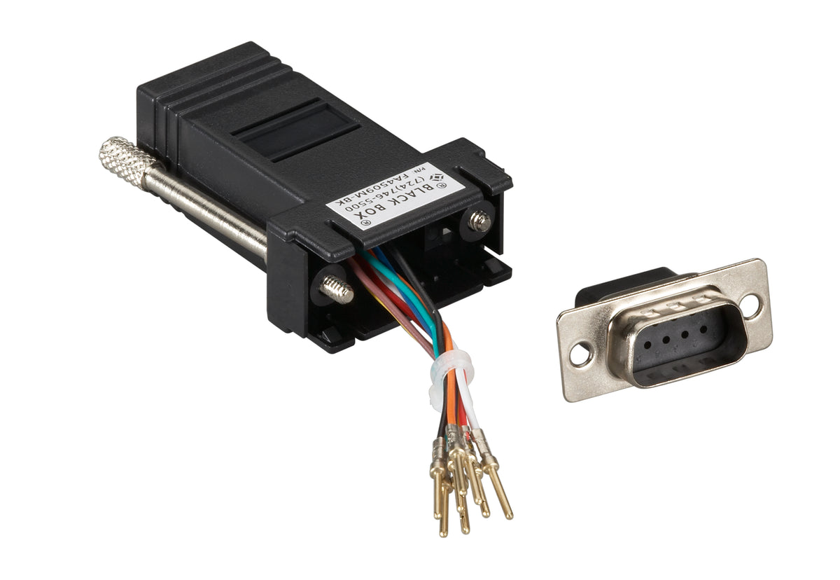 Black Box Network Services FA4509M-GY | DB9 Male to RJ45F Modular Adapter Kit with Thumbscrews, Gray