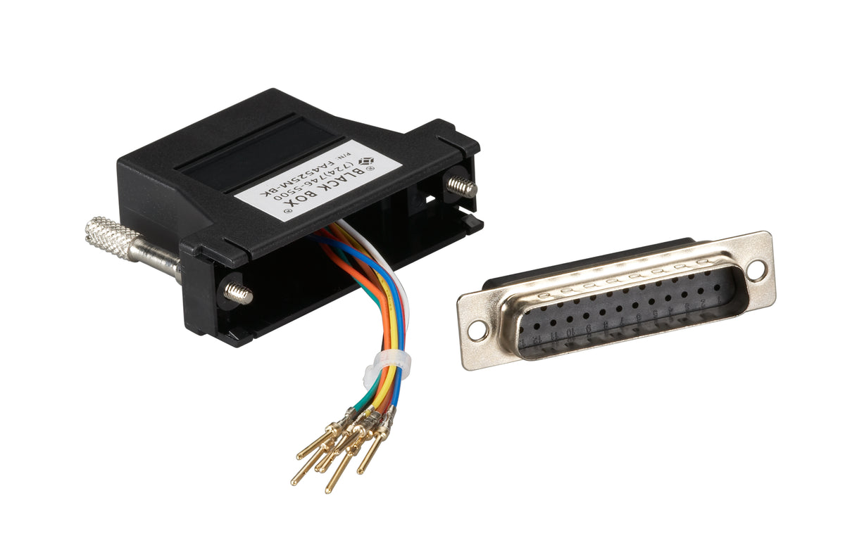 Black Box Network Services FA4525M-BK | Modular Adapter Kit - DB25M to RJ45F with Thumbscrews Black
