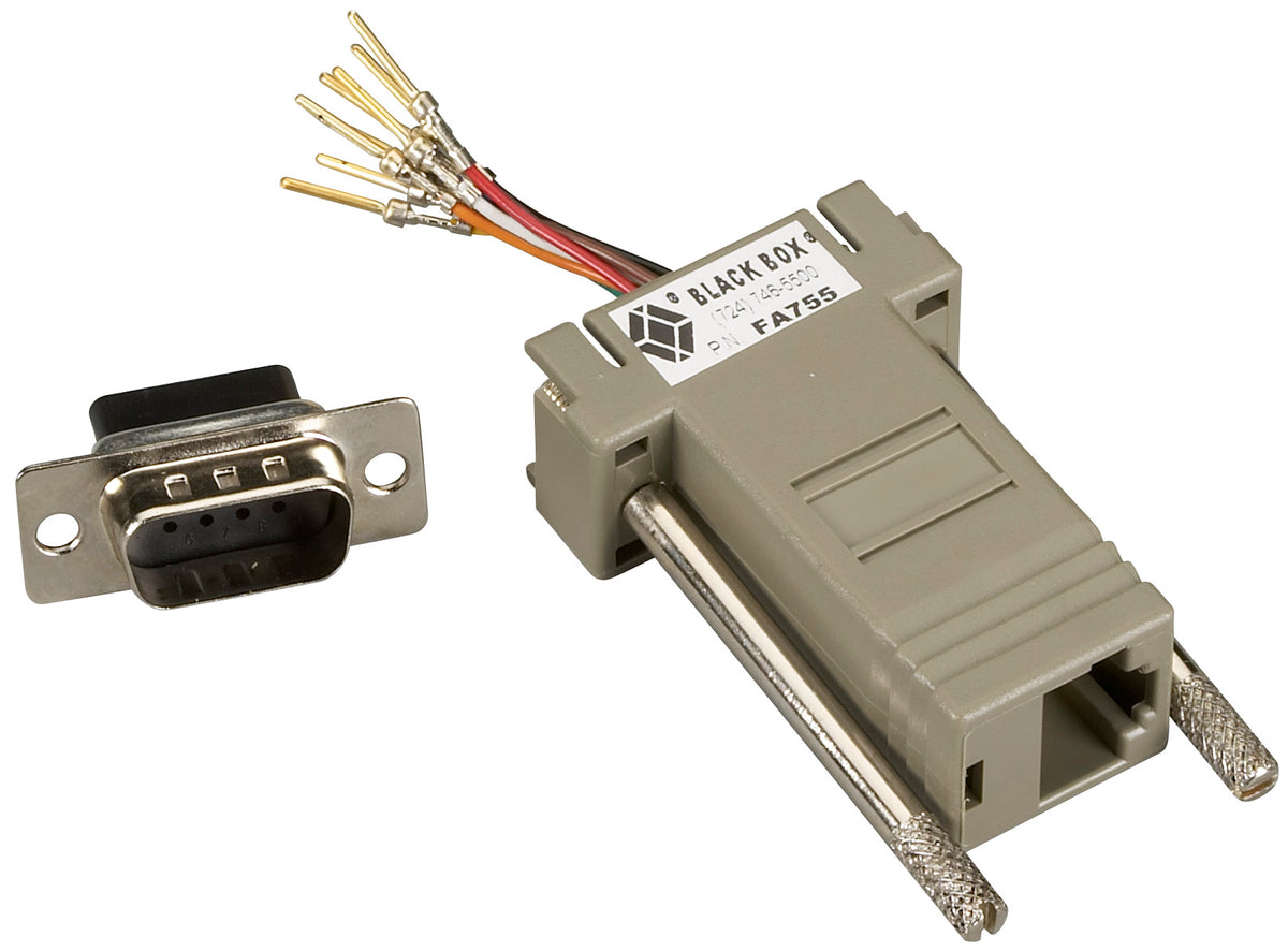 Black Box Network Services FA755 | Modular Adapter Kit - DB9 Male to RJ45 Female, 8-Wire