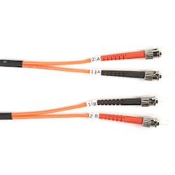 Black Box Network Services FO625-002M-STST | OM1 62.5/125 Multimode Fiber Patch Cable - OFNR PVC, ST to ST, Orange