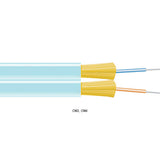 Black Box Network Services FOBC55-ZPM3-AQ-02F | OM3 50/125 Multimode Bulk Fiber Optic Zipcord Cable - Indoor, OFNP Plenum, 2-Strand, Aqua