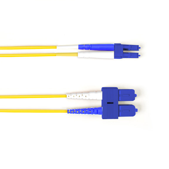 Black Box Network Services FOCMRSM-015M-SCLC-YL | Colored Fiber OS2 9/125 Singlemode Fiber Optic Patch Cable - OFNR PVC