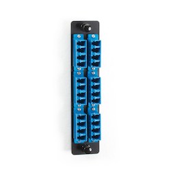 Black Box Network Services JPM467C-R2 | High-Density Single-Mode Fiber Adapter Panel - Ceramic Sleeve, (12) LC Duplex, Blue