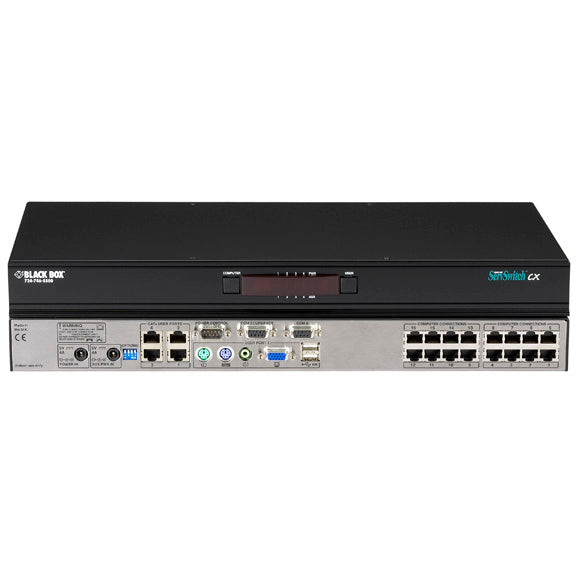 Black Box Network Services KV0416A-R2 | KVM Switch - (1) Local Console Port + (4) Users, (16) Servers, CATx