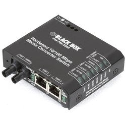 Black Box Network Services LBH100A-H-ST-12 | Media Converter Switch, Multimode, Hardened, 3 ST Port