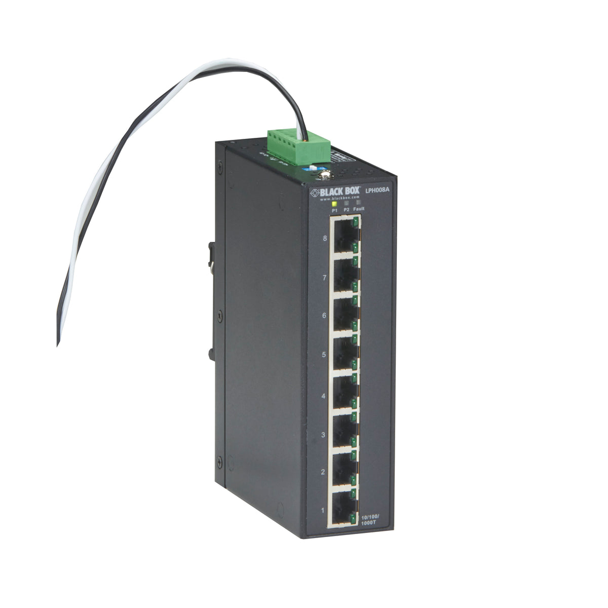 Black Box Network Services LPH008A-R2 | Gigabit Ethernet Extreme Temperature PoE+ Switch, 8-Port, 10/100/1000-Mbps Copper RJ45