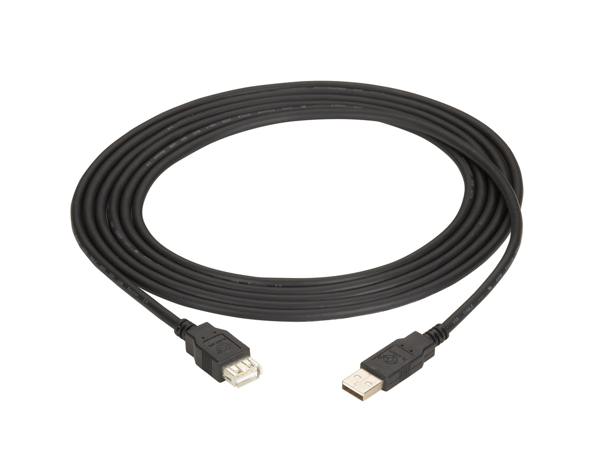 Black Box Network Services USB05E-0010 | USB 2.0 Extension Cable, A Male to A Female, Black, 10-ft