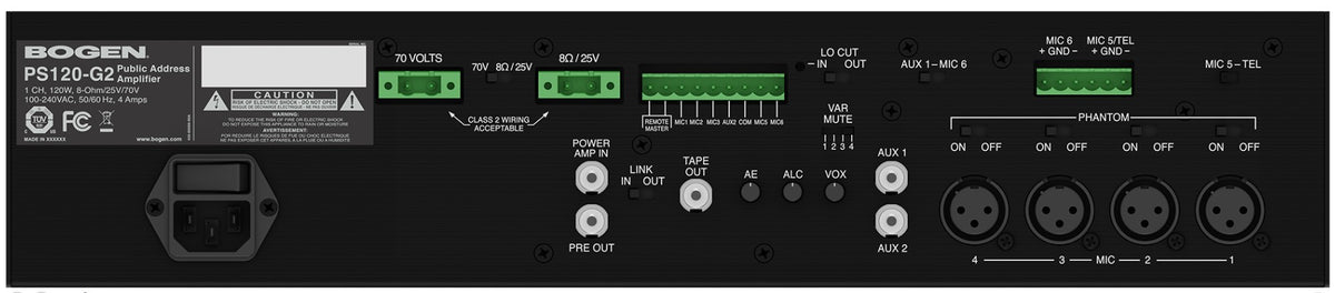 Bogen PS120-G2 | Gen-2 Platinum Series Amplifiers, 1 Channel