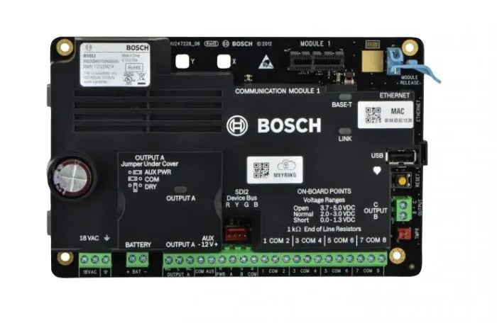 Bosch B3512-NC | Intrusion Alarm System Control Panel, 16-Point, 1-Area, On-Board Ethernet, Non-Cloud, 12 Volt Dc, 800 mA